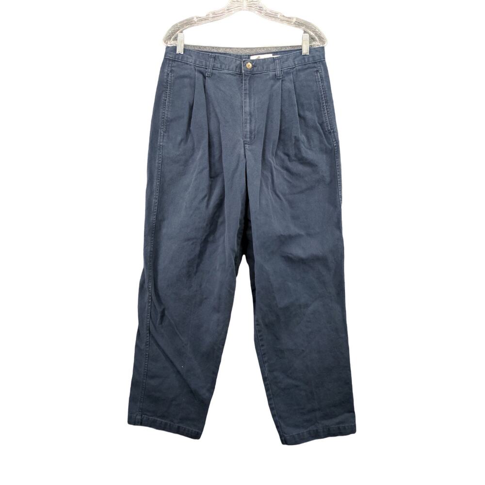 Mens Eddie Bauer Relaxed Fit Chino Pants Size 34x30 Blue 100% Cotton